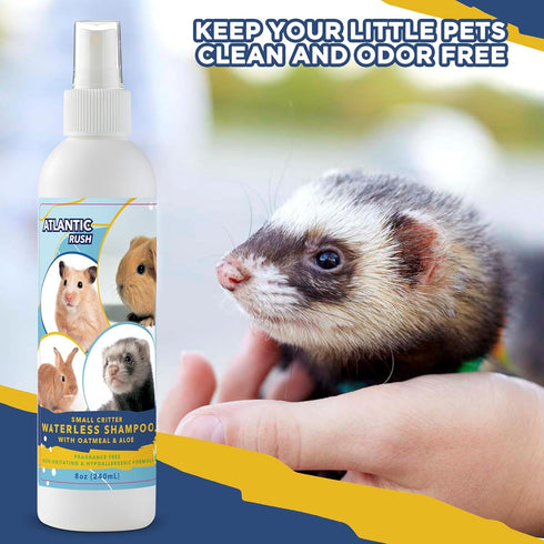 Waterless Shampoo for Small Critters - 8oz Fragrance Free Cruelty Free Dry Shampoo for Ferrets, Guinea Pigs, Rabbits