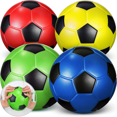Junkin 4 Pcs Soft Foam Soccer Ball, 6'' Size 2, Indoor Outdoor Mini Sponge for Kids Beginner Practice