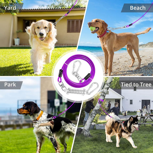 Jenico 100 FT Dog Tie Out Cable with Swivel Hook, Outdoor Tether for Small to Medium Pets, Rust-Proof Training Line