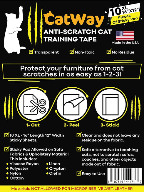10-Pack Furniture Protectors from Cat Scratch, Anti Cat Scratch Couch Guard, Sofa Corner Scratching Tape, Made In USA