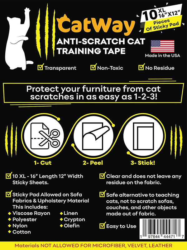 10-Pack Furniture Protectors from Cat Scratch, Anti Cat Scratch Couch Guard, Sofa Corner Scratching Tape, Made In USA