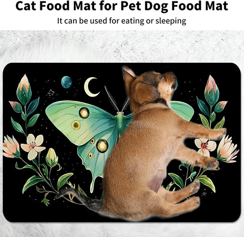 HEAKIERG 16"x24", Pet Bowl Mats for Food Cat Play Mat Pet Feeding Rug with Waterproof & Non-Slip Rubber Bottom Cushion