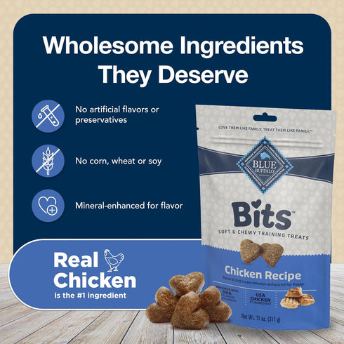 4-oz Pack, 4 Blue Buffalo Bits Soft Dog Treats for Training, Made with Natural Ingredients & Enhanced with DHA, Beef