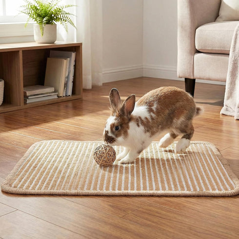 Nogeqi 1PCS 15.75x11.81 Inch Rabbit Scratching Pad, Natural Sisal Bunny Scratch Pad, Rabbit Mat Claws and Teeth Care