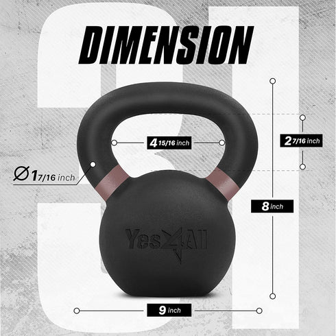 Yes4All Kettlebell Weights, Cast Iron Kettlebells for Strength Training and Full-body Exercises