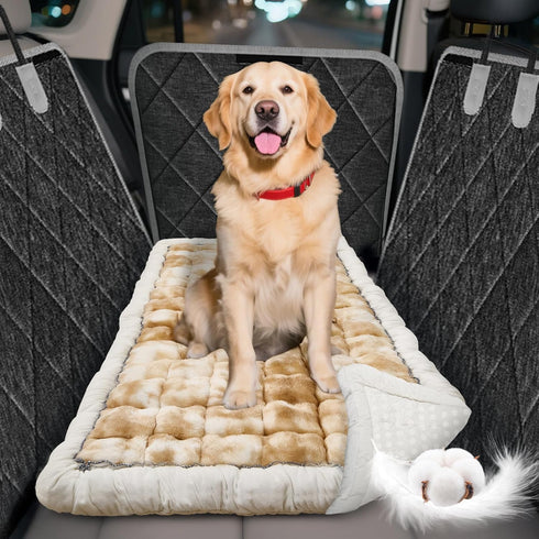 Thickened Dog Bed for Car Back Seat, Upgraded Bottom Non-SlipFits Hard Bottom