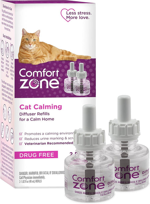 Comfort Zone Cat Calming Diffuser Refills, 2 Pack, 30-Day Pheromones
