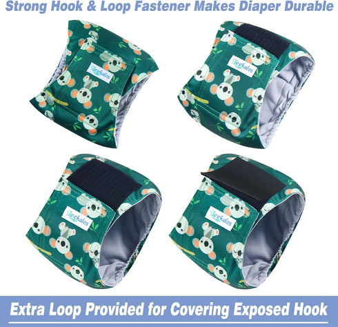 Leekalos Male Dog Diapers (3 Pack) - High Absorbing Washable Reusable Belly Bands for Male Dogs (Koala, Small)