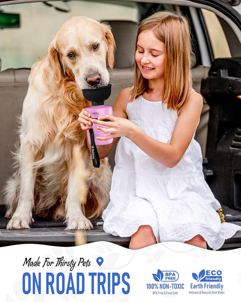 Lesotc Portable Dog Water Bottle with Dispenser and Leak Proof Bowl, Puppy Essentials for Outdoor Walking, Hiking,