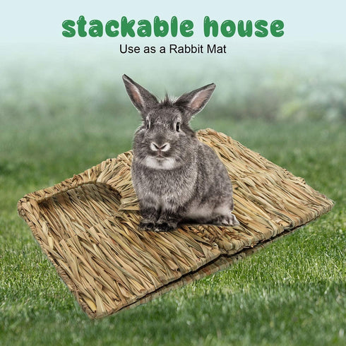 MODEMODE Chinchilla Natural Seagrass Mat Bed Hideaway Toy, Hand Woven for Rabbit Guinea Pig Ferret
