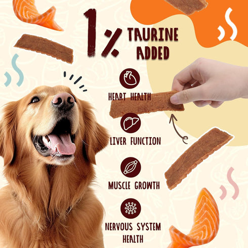 Taurine,12.5oz PAWUP Salmon Treats for Dog, Soft Healthy Dog Salmon Jerky, High Protein Dogs Snacks, Human Grade