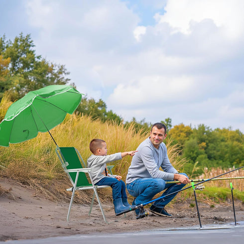 BIVVI 265 lbs 1 Beach Chair with Umbrella for Adults, High Back Folding Camping Armchair Shade Portable Sand Chair