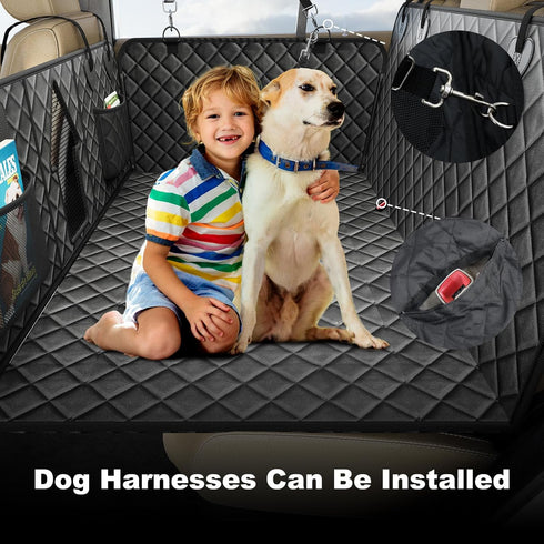 CarChic Hammock Back Seat Extender for Dogs, Non-Slip Dog Car Seat Cover for Back Seat with Hard Bottom, Durable Pet