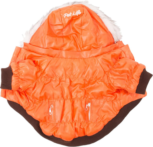 PET LIFE Classic Metallic Fashion Dog Coat Jacket, Medium, Metallic Orange, Parka with 3M Insulation