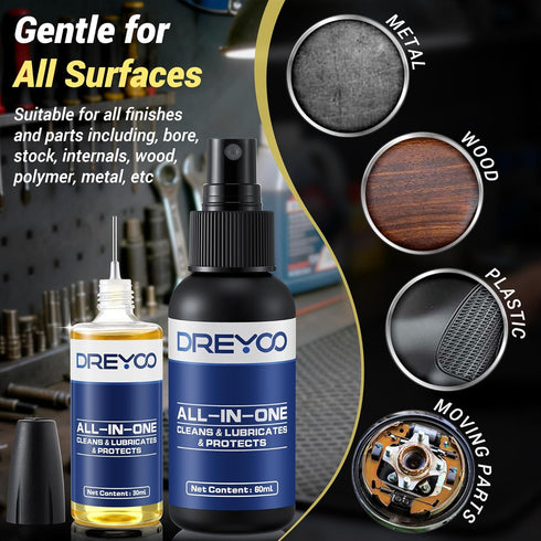 50pcs (1 oz. 2 oz. Gun Oil Cleaner and Lubricant with Cleaning Patches, Airsoft Cleaning Oil Lube, CLP Gun Lubrication