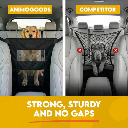 Dog Car Backseat Barrier Padded Durable Nylon Net Pet Barrier with Mesh Windows | Vehicle Travel Dog Fence, Universal
