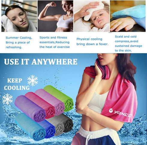 4 Pack 40"x12" YQXCC Cooling Towels | | Cool Cold for Neck | Microfiber Soft Breathable Chilly | for Yoga, Golf, Gym