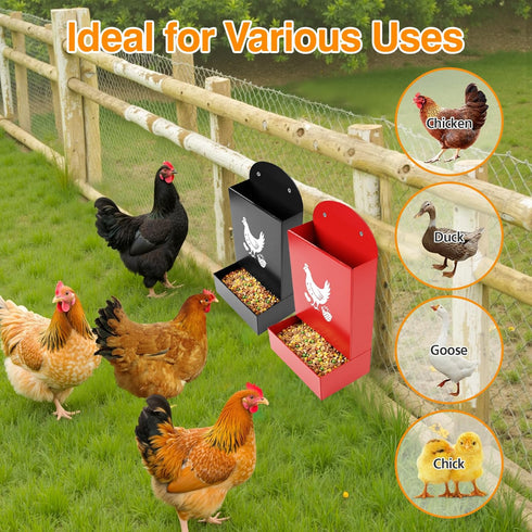 2 Pack Chicken Oyster Shell Feeder&Grit Feeder Large Capacity,PVC Chicken Coop Accessories Hanging Poultry Feeder