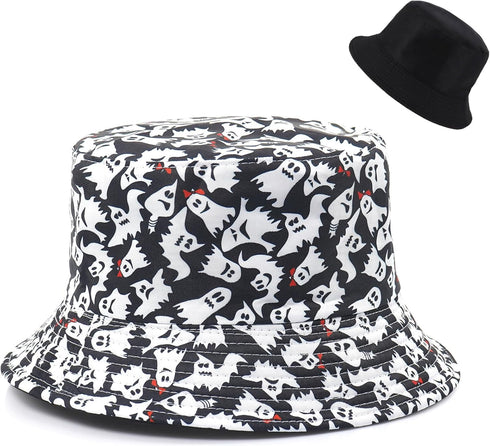 Halloween Bucket Hat, Reversible Beach Sun Hat for Women