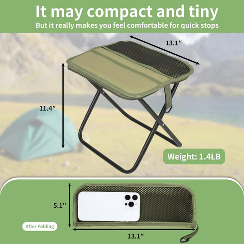 papaichton 1.4lbs Backpack Folding Portable Camping Stool, Lightweight with Carry Strap, Foldable Stool for Travel