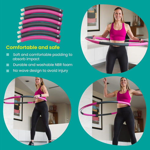 Weighted Hula Hoop for Adults - Adjustable Soft Fitness Hoola Hoop for Core and Leg Exercise, Fun Indoor and Outdoor