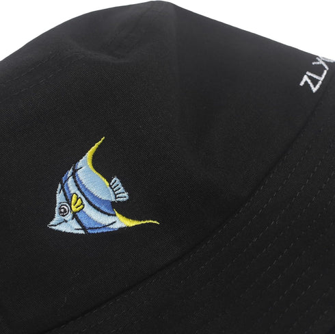 ZLYC Unisex Fashion Embroidered Bucket Hat, Summer Fisherman Cap for Men, Women, and Teens