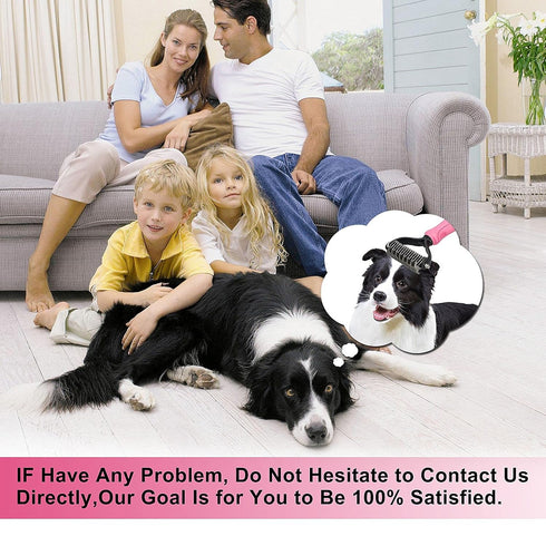 Undercoat Rake for Dogs, 2 Side Brush for Deshedding and Dematting, Professional Grooming Hair Tools for Pets, Pink