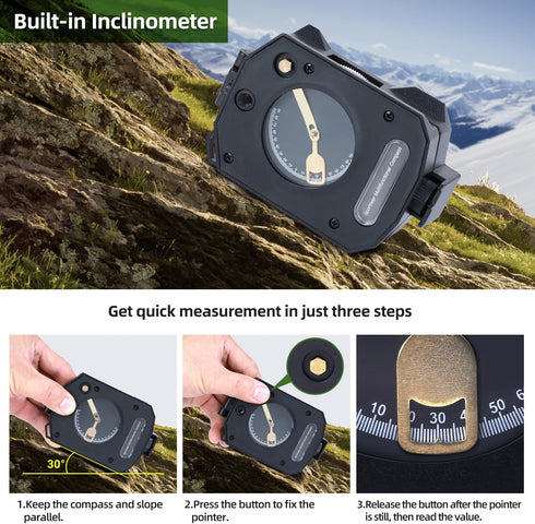 Sportneer Compass Survival Hiking Military Waterproof Lensatic Compass with Inclinometer for Camping
