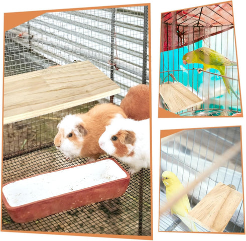 BILLIOTEAM 4-Size Bird Platforms with Wood Perches and Stand Boards - Habitat Cage Corner Shelves with Stainless Steel