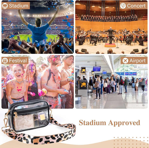 HULISEN Clear Crossbody Bag, Stadium Approved Transparent Handbag for Women, Concerts & Sports Events