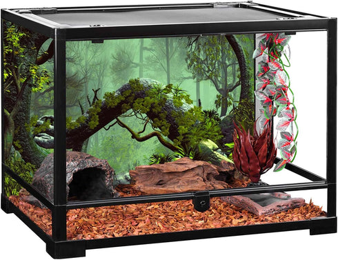 AWERT 72x18 inches Foggy Forest Terrarium Background, Stone Green Tree Tropical Reptile Habitat Background, Durable