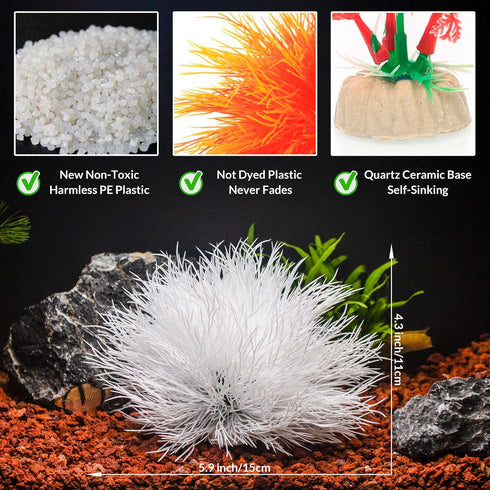Fish Tank Decorations Aquarium Plants Plastic Artificial Décor (White)