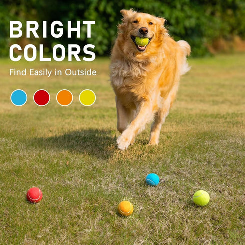 PrimePets Tennis Balls for Dogs - 2.5 Inch Squeaky Interactive Pet Dog Toy Balls for Medium, Large Dogs