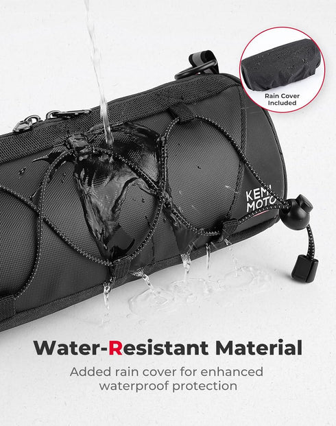 KEMIMOTO Bike Handlebar Bag with Rain Cover, Front Bike Bag for Bicycles with Dual Waterproof Zippers
