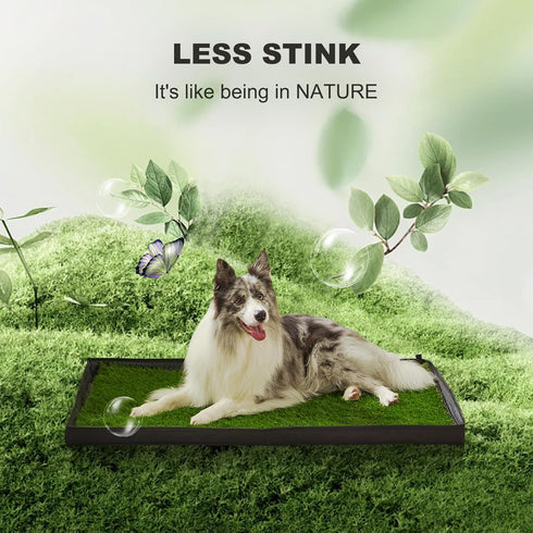 HQ4US 4LEGS (3323) 2 Dog Grass Pad with Foldable Dog Litter Box, Large Liner Base for Balcony, Artficial Grass Pee Pads