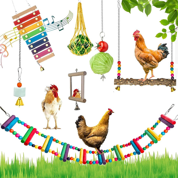 FANFX 7 Packs Chicken Toys Set, Chicken Xylophone Toys for Hens, Chicken