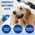 Dog Bath Brush & Washing Gloves 2PCS, Pet Grooming Gloves for Dogs, Cats, Horses with 185 Silicone Tips (Blue)