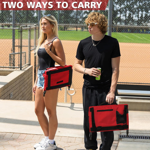 Stadium Seat for Bleachers with Back Support and Wide Padded Cushion Stadium Chair - Includes Shoulder Strap and Cup