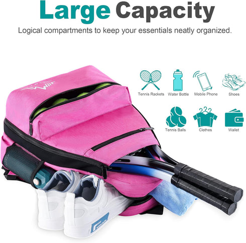 Himal Outdoors Tennis Backpack - Large Storage for 2 Rackets and Necessities, Suitable for All Ages