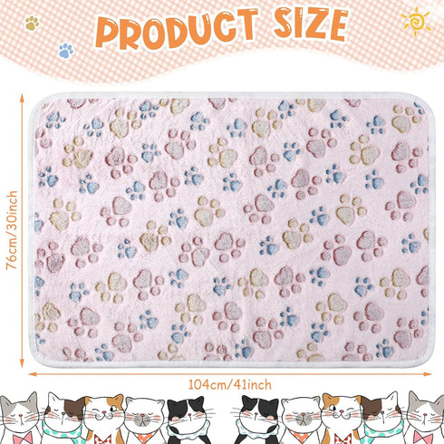 4 Pcs Pet Blanket, Dog Puppy Blanket, Paw Print Fleece Blanket for Small Medium Pet, Warm Soft Sleep Mat, Large (41 x