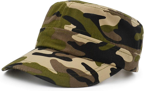 UltraKey Flat Top Baseball Cap, Cotton Twill Army Military Hat for Men and Women