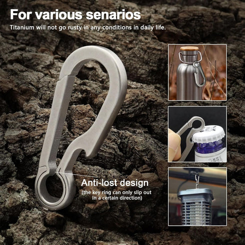 Titanium Carabiner Clip, Small Heavy Duty Keychain Hook for Backpack, Quick Release Key Chain
