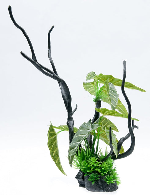 Penn-Plax Aqua-Plant Driftwood Aquarium Decoration Ornament (Large Green Leaf)