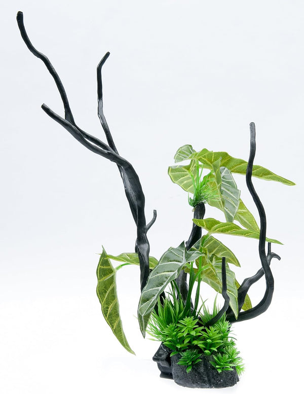 Penn-Plax Aqua-Plant Driftwood Aquarium Decoration Ornament (Large Green Leaf)