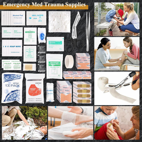 Abpir 318 PCS Emergency Survival Kit, Survival Gear and Equipment First Aid Kit Med Supplies for Vehicles Travel Car