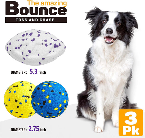 Dog Balls Upgraded Durable Tennis Ball - 5.3'' for Aggressive Chewers, 3 Pack for Large, Medium, Small Dogs.