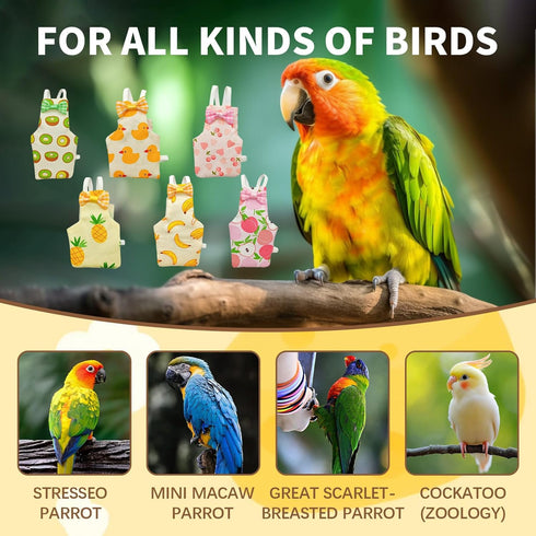 AQOYNQ 6 PCS Bird Diaper, Parrot Diaper Flight Suit, Cute Pigeon Pants, Waterproof Inner, Reusable, Suitable