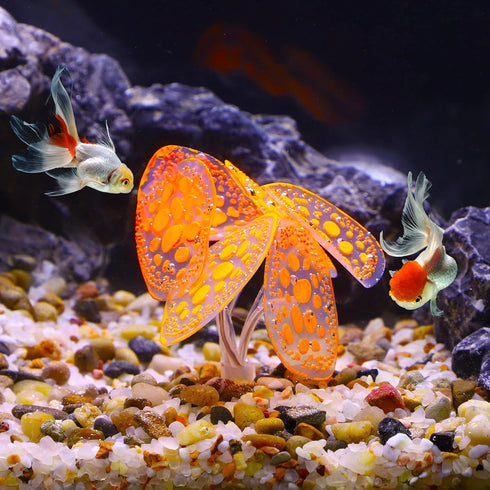VOCOSTE Soft Silicone Glowing Aquarium Simulation Coral with Sucker, Fluorescence Aquatic Artificial Water Plants for Fish Tank Decoration, Orange by VOCOSTE
