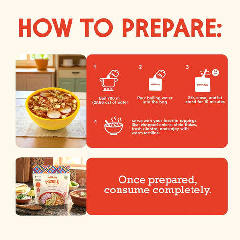 POZOLAZO Pozole | Pork Instant Soup | Mexican Hominy Stew | Freeze-Dried Pork | Just Add Hot Water | High Protein Meal
