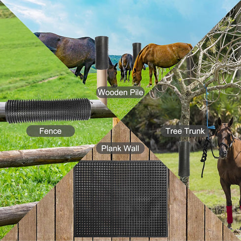 Horse Scratching Post Pad, 2 Pack, Equine & Bovine Scratcher Panels for Small Farm Animal Itch Relief
